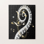 Piano Keys en Golden Muzieknoten Legpuzzel (Verticaal)