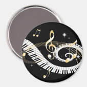 Piano Keys en Golden Muzieknoten Magneet (Voorkant / Achterkant)