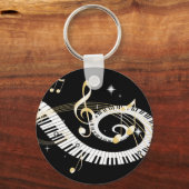 Piano Keys en Golden Muzieknoten Sleutelhanger (Voorkant)