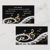 Piano Keys en Golden Muzieknoten Visitekaartje (Voorkant / Achterkant)