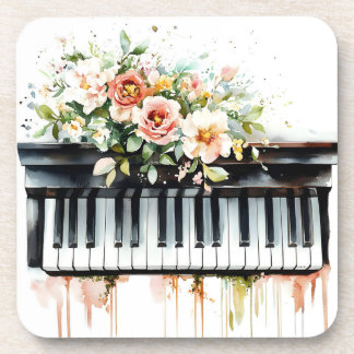 Piano Keys Floral Boeket drankenachtbaan #2 Bier Onderzetter