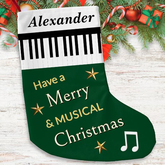 Piano Keys Forest Green Music thema gepersonalisee Kleine Kerstsok