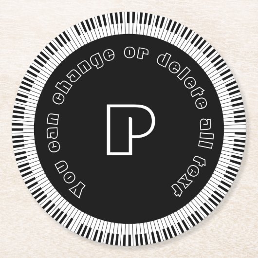 Piano Keys Funny Black en White Ronde Kartonnen Onderzetter (Voorkant)