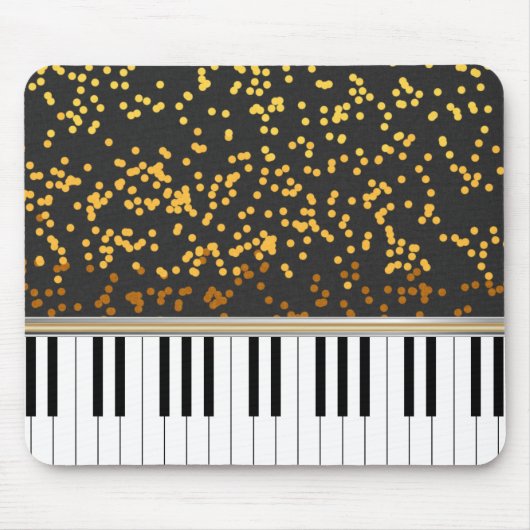Piano Keys Gold Polka Dots Pattern Muismat (Voorkant)