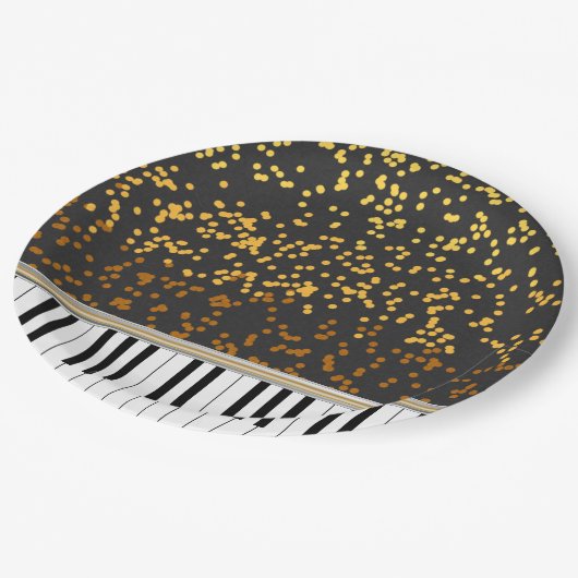 Piano Keys Gold Polka Dots Pattern Papieren Bordje (Gekanteld)