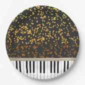 Piano Keys Gold Polka Dots Pattern Papieren Bordje (Voorkant)