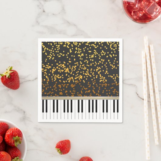 Piano Keys Gold Polka Dots Pattern Servetten (Insitu)
