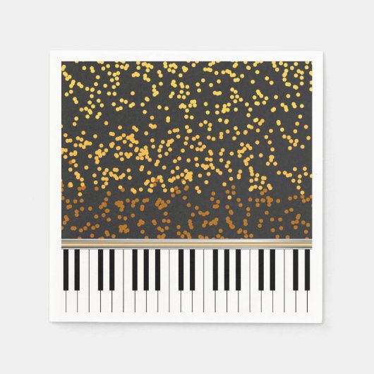 Piano Keys Gold Polka Dots Pattern Servetten (Voorkant)