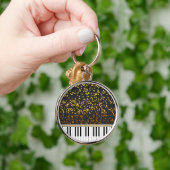 Piano Keys Gold Polka Dots Pattern Sleutelhanger (Hand)