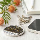 Piano Keys Gold Polka Dots Pattern Sleutelhanger (Zijkant)