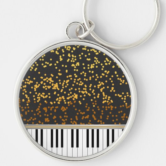 Piano Keys Gold Polka Dots Pattern Sleutelhanger (Voorkant)