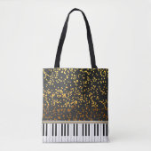 Piano Keys Gold Polka Dots Pattern Tote Bag (Voorkant)