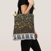Piano Keys Gold Polka Dots Pattern Tote Bag (Dichtbij)