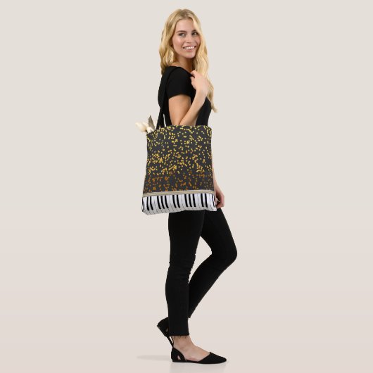 Piano Keys Gold Polka Dots Pattern Tote Bag (Op model)