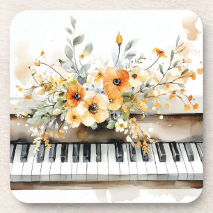 Piano Keys Golden Floral Boeket drankenachtbaan Bier Onderzetter