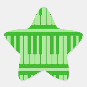 Piano Keys Green Pattern Ster Sticker