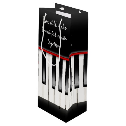 Piano Keys Jubileum Wijn Cadeautas (Voorkant Gekanteld)