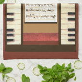 Piano Keys Kitchen Towel met muziek op mijn zangpl Theedoek (Gevouwen)