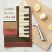 Piano Keys Kitchen Towel met muziek op mijn zangpl Theedoek (Quarter Fold)