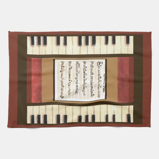 Piano Keys Kitchen Towel met muziek op mijn zangpl Theedoek (Horizontaal)