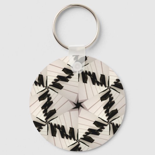 Piano Keys Mandala Kaleidoscoop Button Sleutelhang Sleutelhanger (Voorkant)