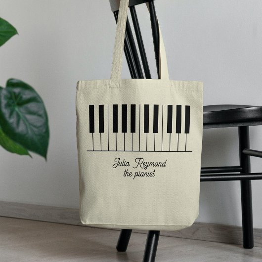 Piano Keys met de naam van muziekdocent Tote Bag