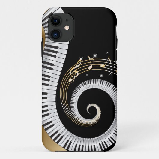 Piano Keys met gouden muzieknoten Case-Mate iPhone Case (Achterkant)