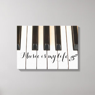 Piano Keys met Muziekcitaat Canvas Afdruk