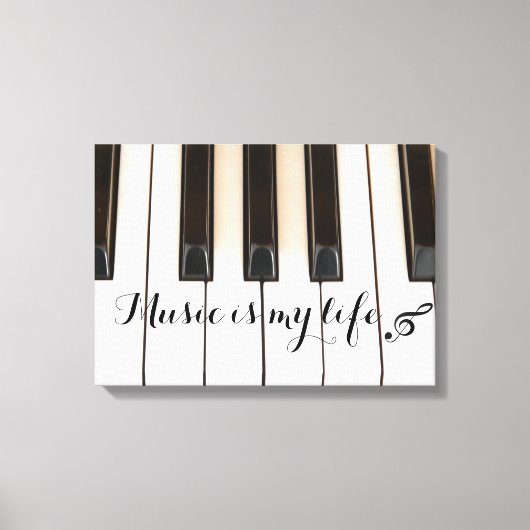Piano Keys met Muziekcitaat Canvas Afdruk (Voorkant)