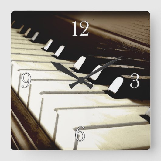 Piano Keys Music Lover-wandklok Vierkante Klok (Voorkant)
