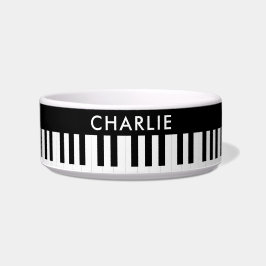 Piano Keys Music Pattern Custom Name Pet Dog Voerbakje