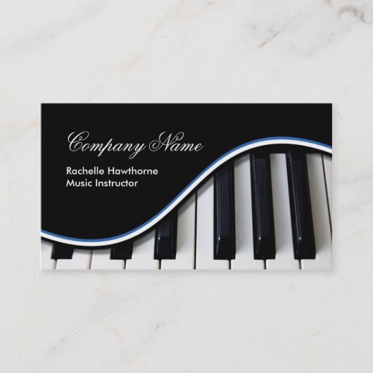 Piano Keys Music-Visitekaartjes ~ blauw Visitekaartje (Voorkant)