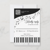 Piano Keys Musical Notes QR Code Wedding RSVP Kaartje (Voorkant)