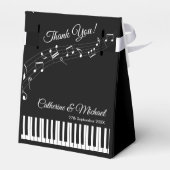 Piano Keys Musical Notes Zwart-wit bruiloft Bedankdoosjes (Achterkant)