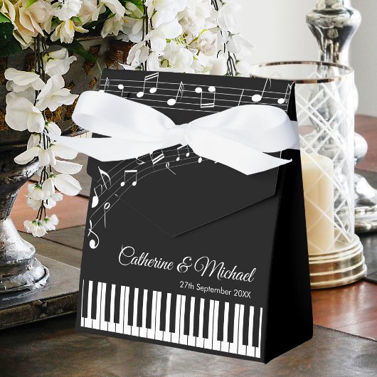 Piano Keys Musical Notes Zwart-wit bruiloft Bedankdoosjes