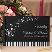 Piano Keys Musical Notes Zwart-wit bruiloft Gastenboek