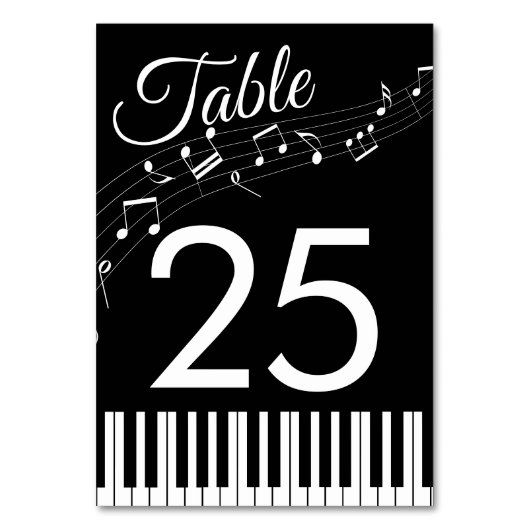 Piano Keys Musical Notes Zwart-wit bruiloft Kaart (Voorkant)
