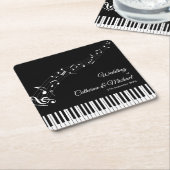 Piano Keys Musical Notes Zwart-wit bruiloft Kartonnen Onderzetters (Schuin)