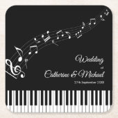 Piano Keys Musical Notes Zwart-wit bruiloft Kartonnen Onderzetters (Voorkant)