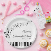 Piano Keys Musical Notes Zwart-wit bruiloft Papieren Bordje (Feest)