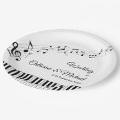 Piano Keys Musical Notes Zwart-wit bruiloft Papieren Bordje (Gekanteld)
