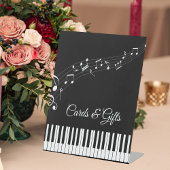 Piano Keys Musical Notes Zwart-wit bruiloft Reclamebord Met Voetstuk