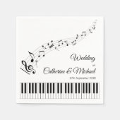 Piano Keys Musical Notes Zwart-wit bruiloft Servet (Voorkant)