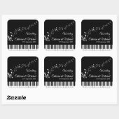 Piano Keys Musical Notes Zwart-wit bruiloft Vierkante Sticker (Vel)