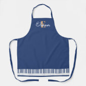 Piano Keys Musical Toetsenbord Muziek Blauw Monogr Schort (Voorkant)