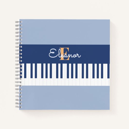 Piano Keys Musical Toetsenbord Muziek Lover Monogr Notitieboek (Voorkant)