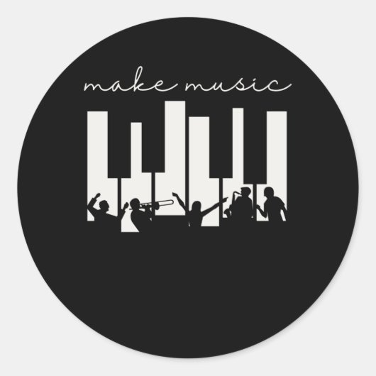 Piano Keys Musician Band Orchestra Music Teacher Ronde Sticker (Voorkant)