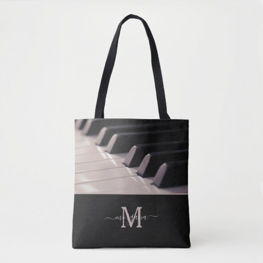 Piano Keys Muziek Lover Docent Student Monogram Tote Bag (Voorkant)