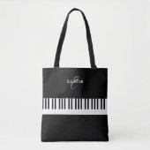 Piano Keys Muziekinstrument Monogrammed Tote Bag (Voorkant)