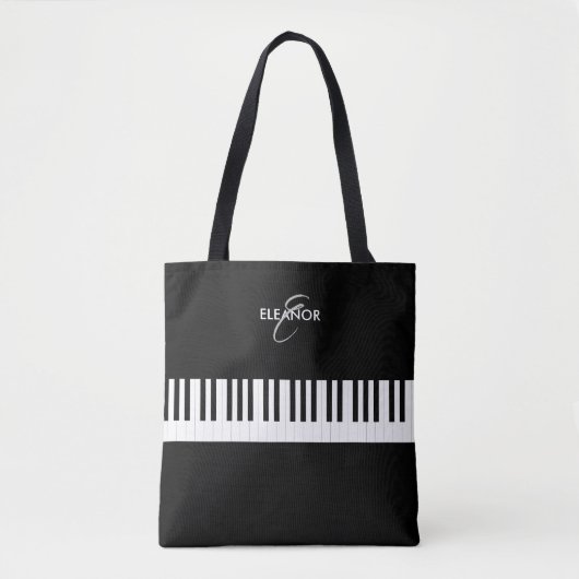 Piano Keys Muziekinstrument Monogrammed Tote Bag (Voorkant)